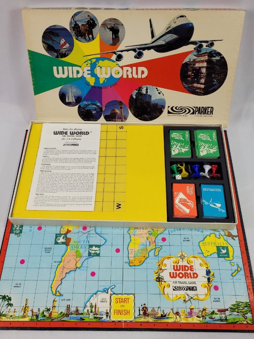 Wide World Vintage Air Travel Board Game by Parker Brothers